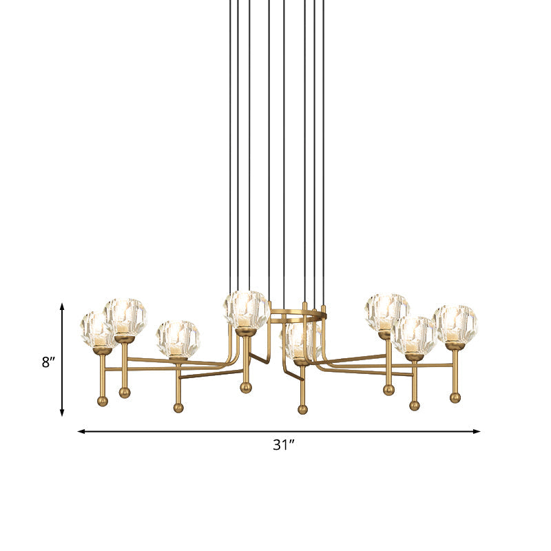 Crystal Brass Multi Ceiling Light Diamond 6/8-Bulb 27