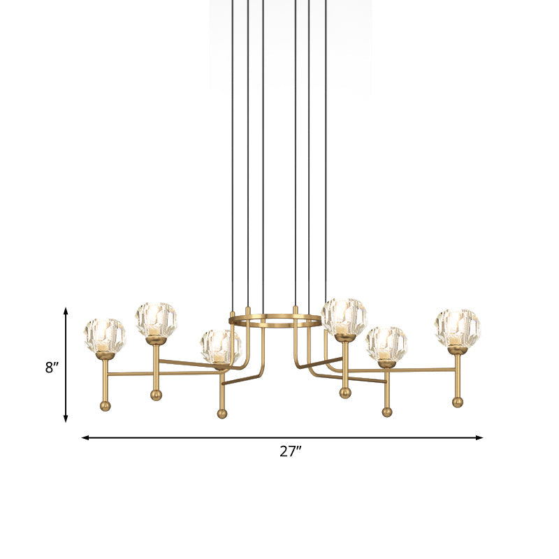 Crystal Brass Multi Ceiling Light Diamond 6/8-Bulb 27