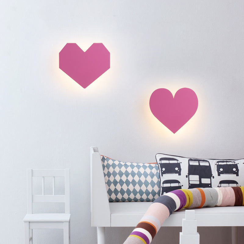 Pink Finish Heart Wall Lighting Lovely Wood LED Sconce Light for Baby Girls Bedroom Hallway Clearhalo 'Wall Lamps & Sconces' 'Wall Lights' Lighting' 73825