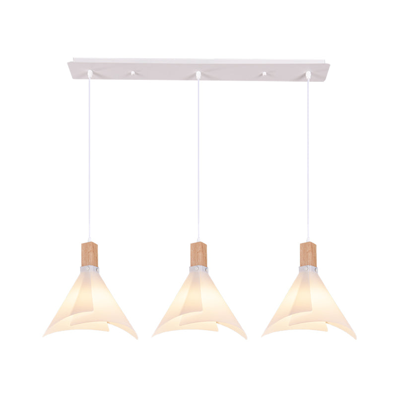 Acrylic Conical Multi Light Pendant Modernist 3 Heads White Suspension Lamp for Living Room Clearhalo 'Ceiling Lights' 'Modern Pendants' 'Modern' 'Pendant Lights' 'Pendants' Lighting' 738301