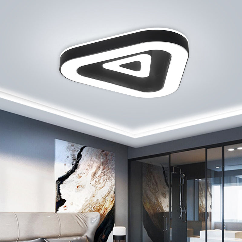 Triangular Flush Mount Ceiling Fixture Contemporary Metal 18