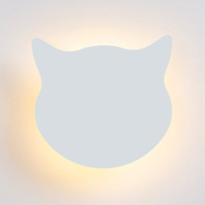 Animal Kitten Head Wall Sconce Wood LED Sconce Light in Candy Colored for Kid Bedroom White Clearhalo 'Wall Lamps & Sconces' 'Wall Lights' Lighting' 73866