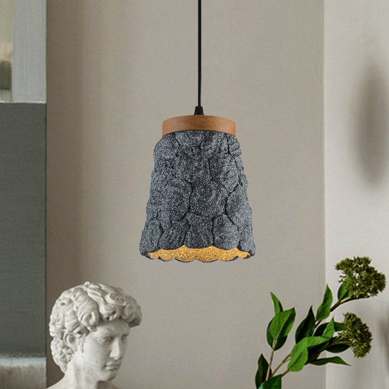 Cement Cup Pendant Light Fixture Antiqued 1-Light Restaurant Hanging Lamp Kit in Dark Grey/Light Grey/Bronze with Lumpy Design Dark Gray Clearhalo 'Ceiling Lights' 'Industrial Pendants' 'Industrial' 'Middle Century Pendants' 'Pendant Lights' 'Pendants' 'Tiffany' Lighting' 739202