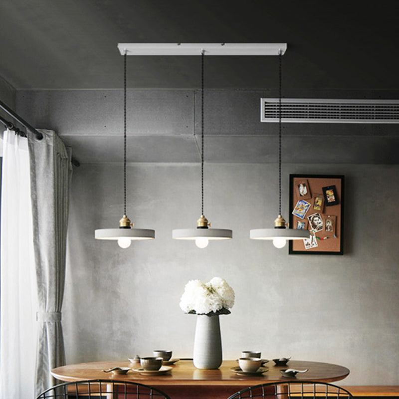 3-Light Multi Pendant Light Vintage Restaurant Hanging Lamp Kit with Bell/Cone/Drum Cement Shade in Grey, 3