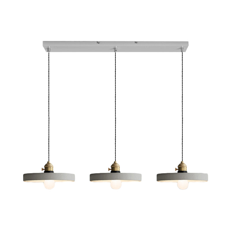 3-Light Multi Pendant Light Vintage Restaurant Hanging Lamp Kit with Bell/Cone/Drum Cement Shade in Grey, 3