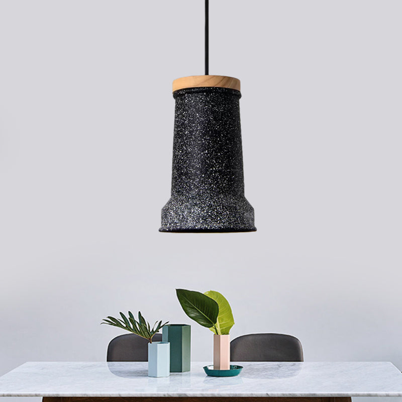 Black/Grey/White Cylinder Hanging Light Industrial Cement 1-Head Restaurant Pendant Lamp Fixture Black Clearhalo 'Ceiling Lights' 'Industrial Pendants' 'Industrial' 'Middle Century Pendants' 'Pendant Lights' 'Pendants' 'Tiffany' Lighting' 739350