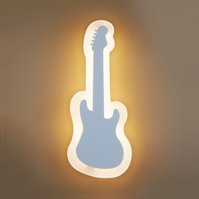 Musical Instrument Child Bedroom Sconce Lamp with Clock Acrylic Modern LED Sconce Light in White White B Clearhalo 'Wall Lamps & Sconces' 'Wall Lights' Lighting' 73966