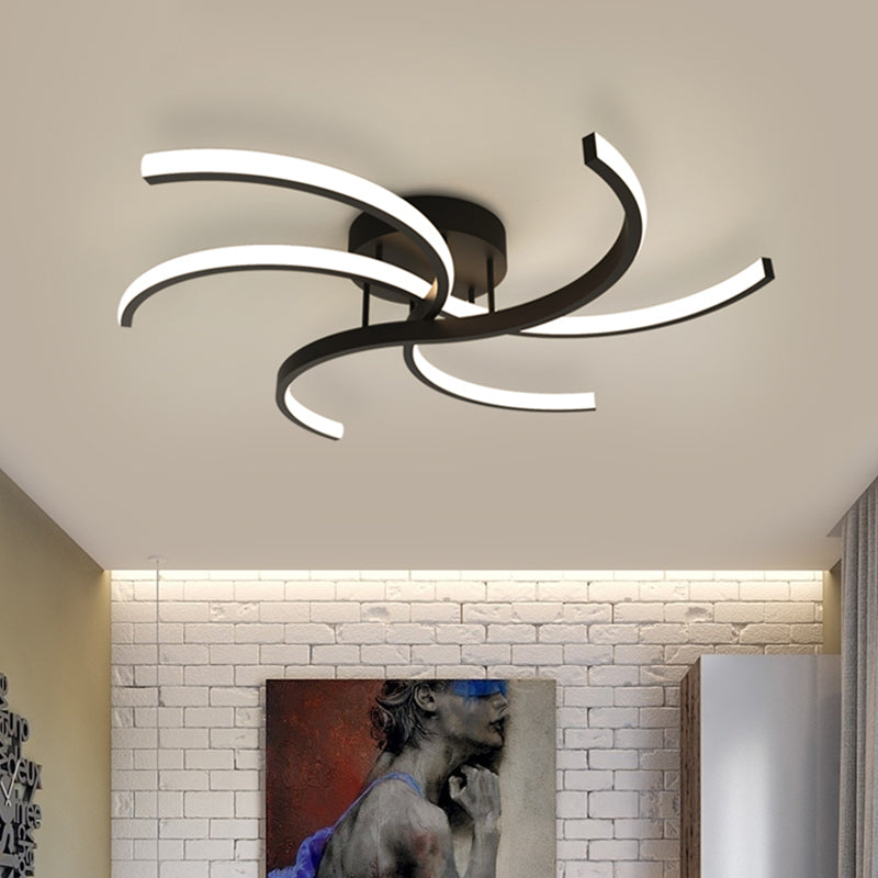 Black Swirl Flush Mount Ceiling Fixture Minimalist 16