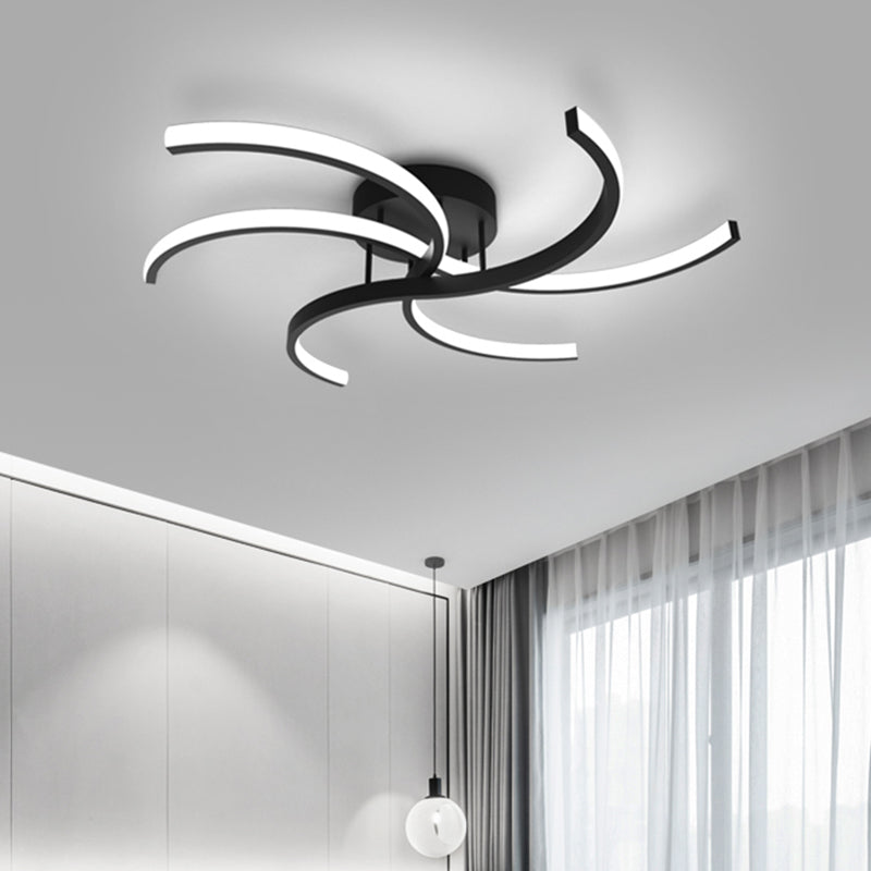 Black Swirl Flush Mount Ceiling Fixture Minimalist 16