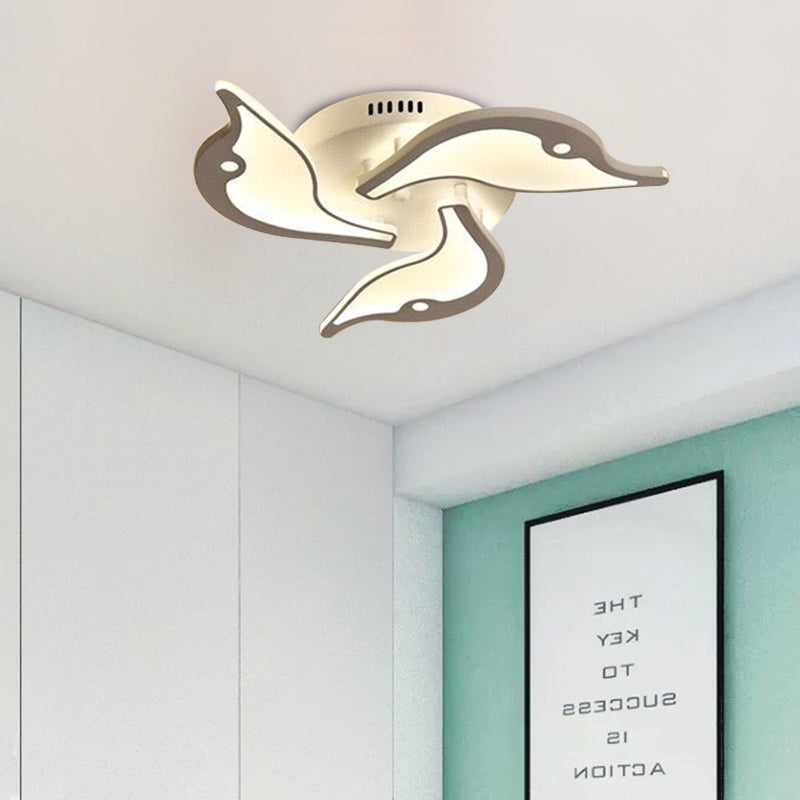 Acrylic 3/5-Petal Flush Mount Fixture Modernist White LED Ceiling Lighting for Bedroom in Warm/White Light, 23.5