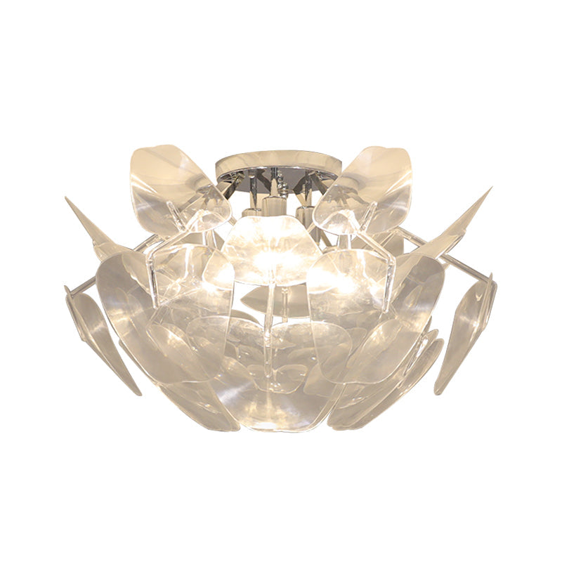 Clear PVC Pine Cone Ceiling Flush Mount Contemporary 3 Bulbs Flush Light for Living Room Clearhalo 'Ceiling Lights' 'Close To Ceiling Lights' 'Close to ceiling' 'Flush mount' Lighting' 740170