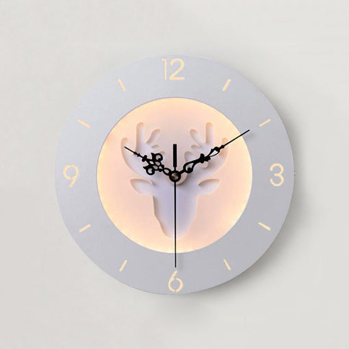 White Clock Led Wall Lighting Modern Acrylic and Metal Indoor Wall Mount for Kids White C Clearhalo 'Wall Lamps & Sconces' 'Wall Lights' Lighting' 74032