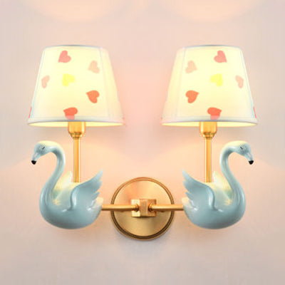 Modern Coolie Shade Wall Light Single Head Candy Colored Wall Lamp with Animal for Baby Room Blue B Clearhalo 'Wall Lamps & Sconces' 'Wall Lights' Lighting' 74635