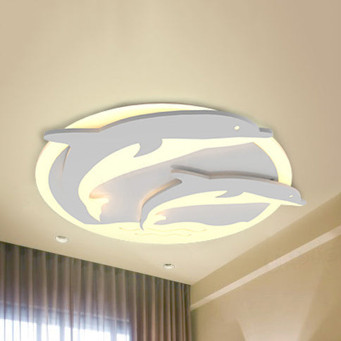 White Double Dining Dolphin Ceiling Fixture Light Animal Acrylic LED Ceiling Mount Light for Child Bedroom Clearhalo 'Ceiling Lights' 'Close To Ceiling Lights' 'Close to ceiling' 'Flush mount' Lighting' 75265