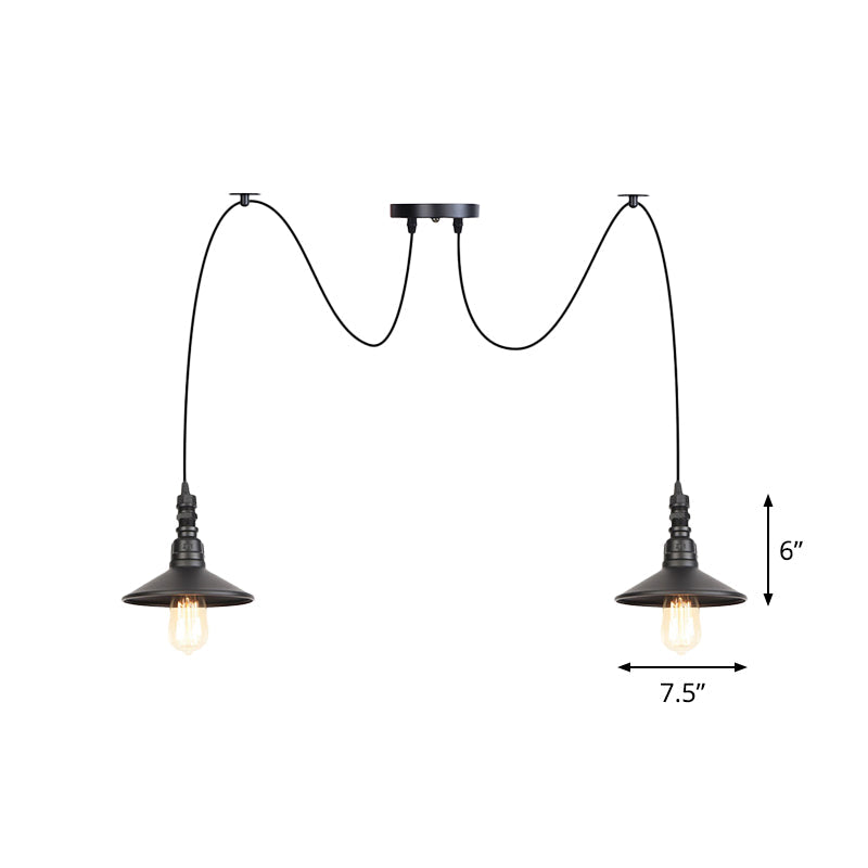 Iron Saucer LED Multi-Light Pendant Vintage 2/3/6 Lights Bar Swag Pendulum Lamp in Black Clearhalo 'Art Deco Pendants' 'Black' 'Cast Iron' 'Ceiling Lights' 'Ceramic' 'Crystal' 'Industrial Pendants' 'Industrial' 'Metal' 'Middle Century Pendants' 'Pendant Lights' 'Pendants' 'Rustic Pendants' 'Tiffany' Lighting' 753876