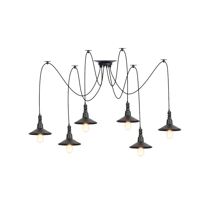 Iron Saucer LED Multi-Light Pendant Vintage 2/3/6 Lights Bar Swag Pendulum Lamp in Black Clearhalo 'Art Deco Pendants' 'Black' 'Cast Iron' 'Ceiling Lights' 'Ceramic' 'Crystal' 'Industrial Pendants' 'Industrial' 'Metal' 'Middle Century Pendants' 'Pendant Lights' 'Pendants' 'Rustic Pendants' 'Tiffany' Lighting' 753884