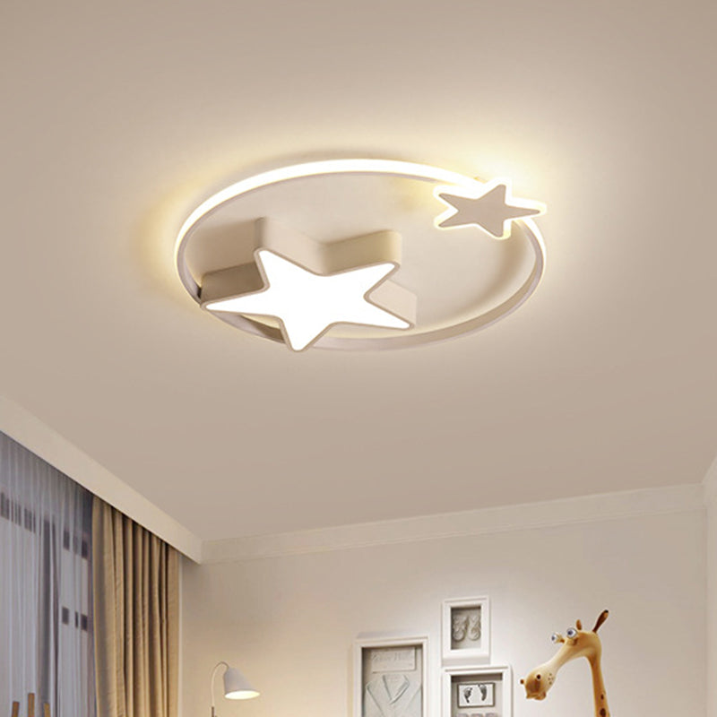 Acrylic Star Flush Mount Light Creative LED Ceiling Mounted Fixture in White/Pink for Bedroom White Clearhalo 'Ceiling Lights' 'Close To Ceiling Lights' 'Close to ceiling' 'Flush mount' Lighting' 754244