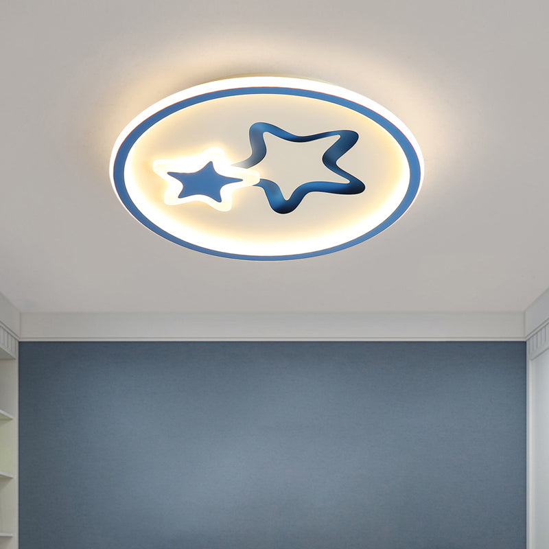 White/Blue Star Flush Mount Fixture Minimalist LED Acrylic Ceiling Mounted Light for Living Room Blue Clearhalo 'Ceiling Lights' 'Close To Ceiling Lights' 'Close to ceiling' 'Flush mount' Lighting' 754247