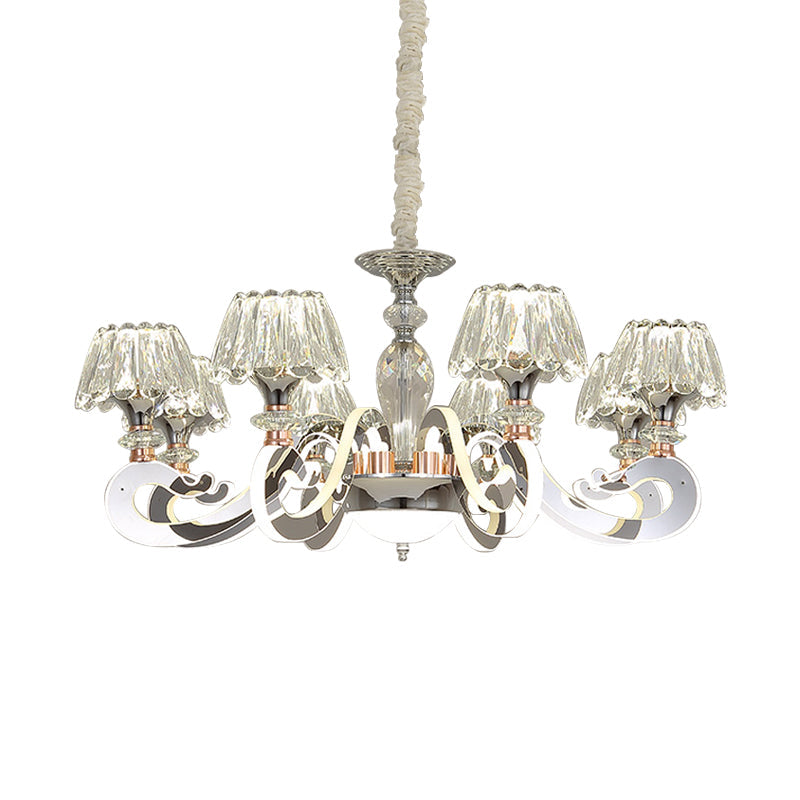 6/8 Heads Conic Chandelier Pendant Light Modernist Clear Crystal LED Ceiling Suspension Lamp Clearhalo 'Ceiling Lights' 'Chandeliers' 'Clear' 'Industrial' 'Modern Chandeliers' 'Modern' 'Tiffany' 'Traditional Chandeliers' Lighting' 754767