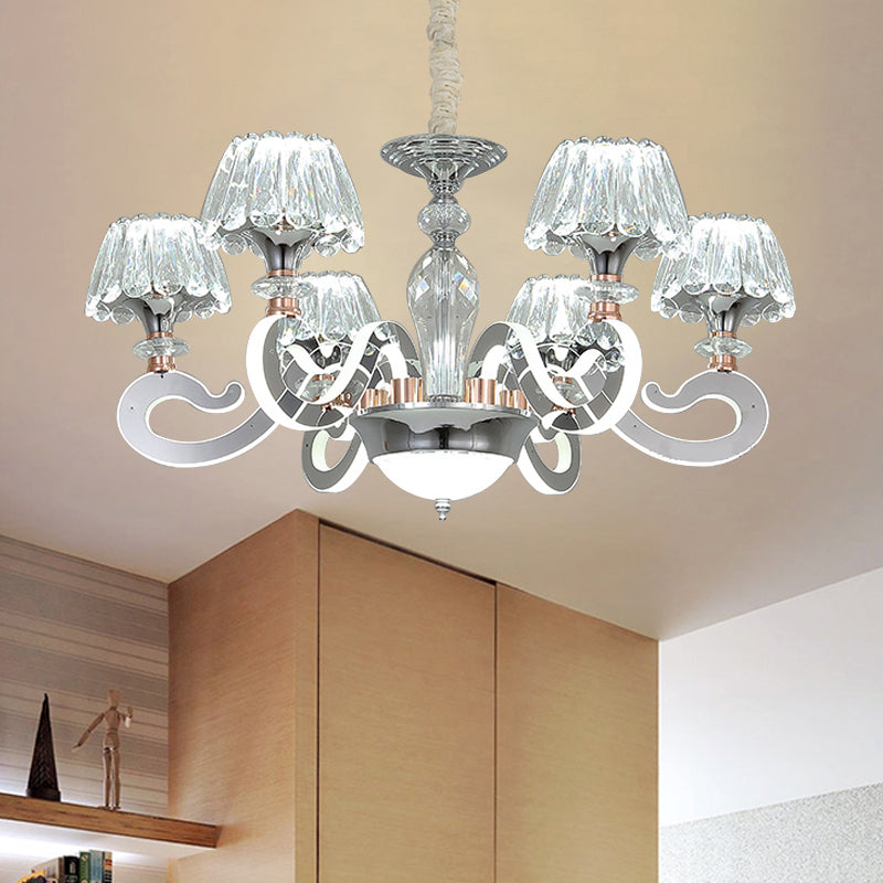 6/8 Heads Conic Chandelier Pendant Light Modernist Clear Crystal LED Ceiling Suspension Lamp Clearhalo 'Ceiling Lights' 'Chandeliers' 'Clear' 'Industrial' 'Modern Chandeliers' 'Modern' 'Tiffany' 'Traditional Chandeliers' Lighting' 754771