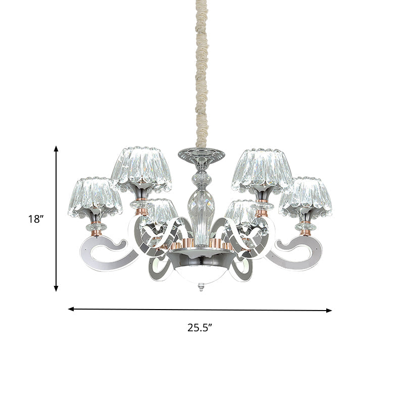 6/8 Heads Conic Chandelier Pendant Light Modernist Clear Crystal LED Ceiling Suspension Lamp Clearhalo 'Ceiling Lights' 'Chandeliers' 'Clear' 'Industrial' 'Modern Chandeliers' 'Modern' 'Tiffany' 'Traditional Chandeliers' Lighting' 754774