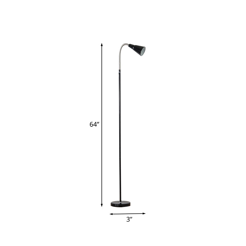 Black Gooseneck Standing Floor Light Modernist 1 Head Metallic Floor Lamp for Living Room Clearhalo 'Floor Lamps' 'Lamps' Lighting' 754865