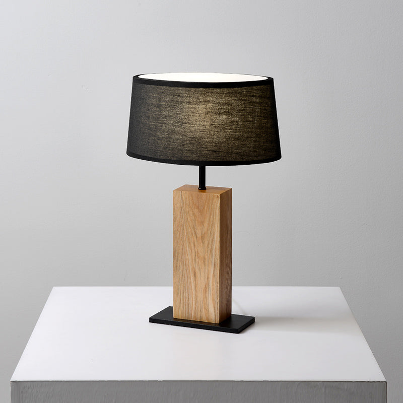 Black Oval Night Light Simple Single Fabric Table Lamp with Rectangular Wood Stand for Living Room Clearhalo 'Lamps' 'Table Lamps' Lighting' 754897