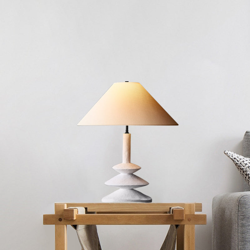 3 Tiers Resin Table Light Modern Novelty 1-Light White Nightstand Lamp with Wide Flare Shade White Clearhalo 'Lamps' 'Table Lamps' Lighting' 754900