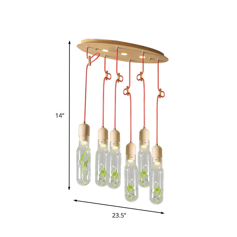 Industrial Bottle Cluster Pendant 3/6 Bulbs Metal LED Suspension Light in Wood for Living Room Clearhalo 'Art Deco Pendants' 'Cast Iron' 'Ceiling Lights' 'Ceramic' 'Crystal' 'Industrial Pendants' 'Industrial' 'Metal' 'Middle Century Pendants' 'Pendant Lights' 'Pendants' 'Tiffany' Lighting' 757954