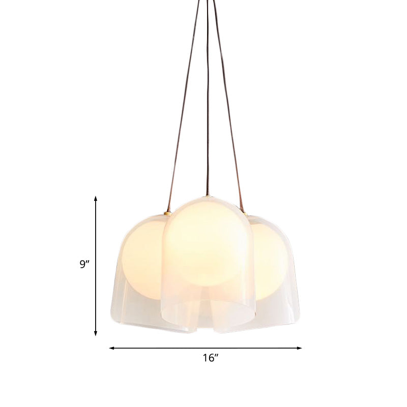 Bell Multi Pendant Light Modern White Glass 3 Lights Living Room Hanging Ceiling Lamp in Gold Clearhalo 'Ceiling Lights' 'Glass shade' 'Glass' 'Modern Pendants' 'Modern' 'Pendant Lights' 'Pendants' Lighting' 759012