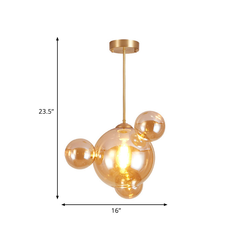 Amber Glass Bubble Shape Pendant Modernist 1 Light Hanging Lamp Kit over Dining Table Clearhalo 'Ceiling Lights' 'Close To Ceiling Lights' 'Glass shade' 'Glass' 'Modern Pendants' 'Modern' 'Pendant Lights' 'Pendants' Lighting' 759068