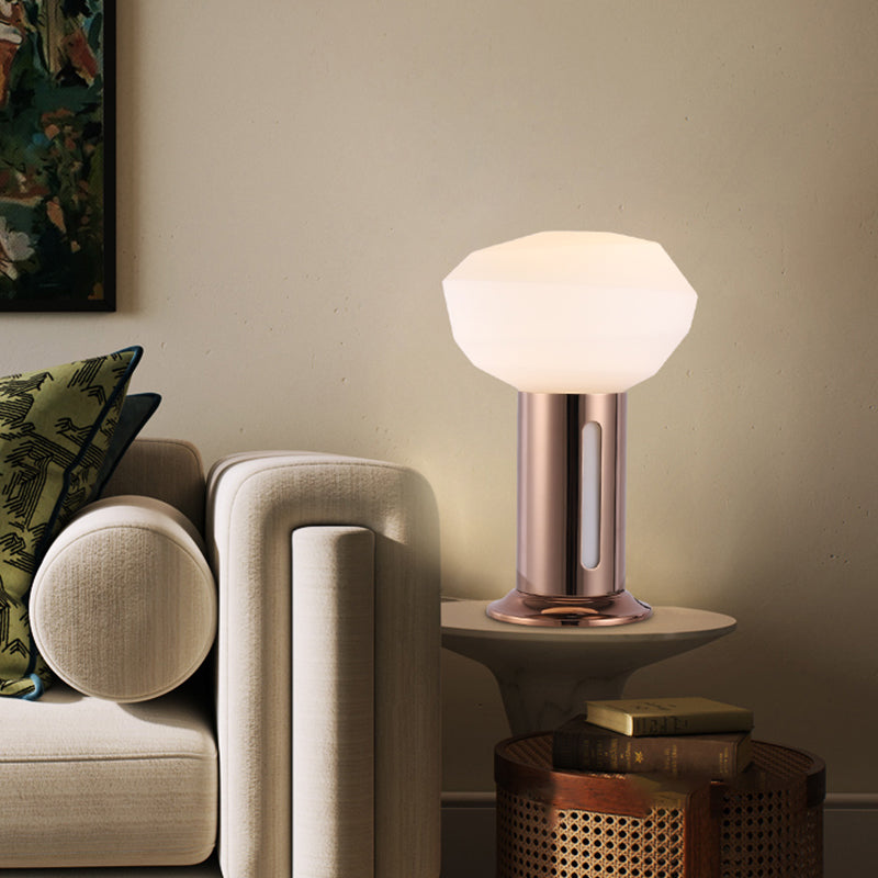 Bud-Shape Night Table Light Modernist Opal Glass 1 Light Bedside Nightstand Lamp in Copper Copper Clearhalo 'Lamps' 'Table Lamps' Lighting' 759169