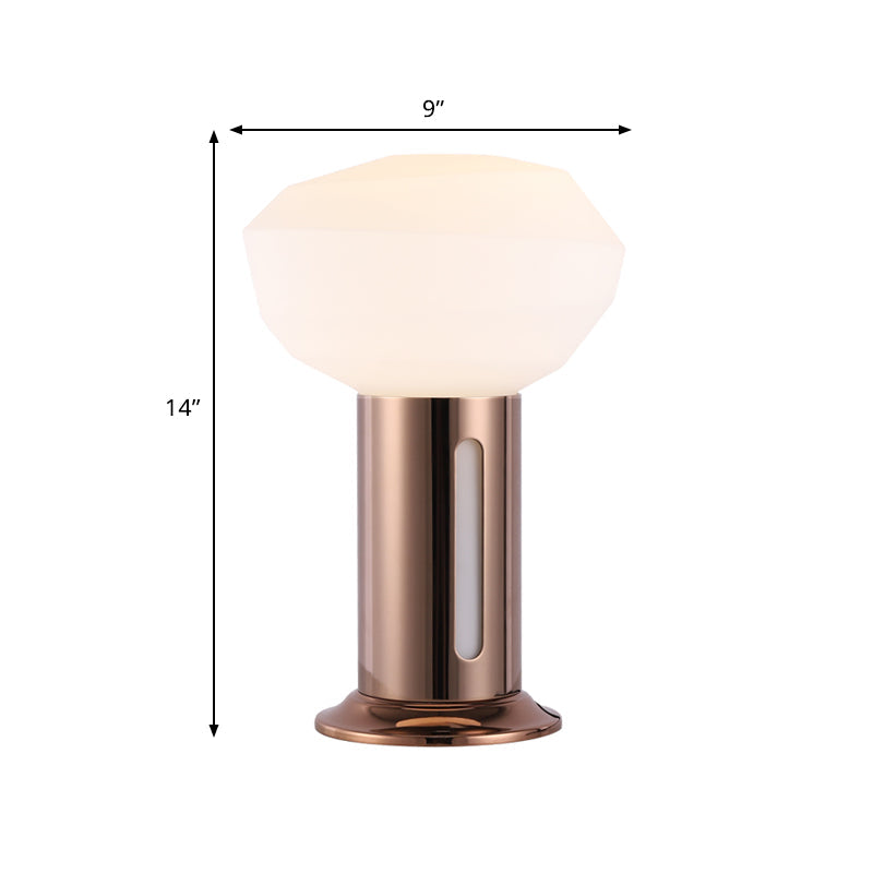 Bud-Shape Night Table Light Modernist Opal Glass 1 Light Bedside Nightstand Lamp in Copper Clearhalo 'Lamps' 'Table Lamps' Lighting' 759172