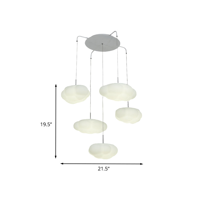 White Cluster Cloud Pendant Kids Style 1/3/5-Head Plastic LED Suspended Lighting Fixture for Child Room Clearhalo 'Ceiling Lights' 'Pendant Lights' 'Pendants' Lighting' 759338