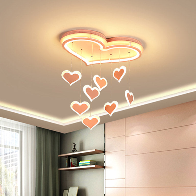 Waterfall Loving Heart Iron Ceiling Lamp Macaron Pink 21