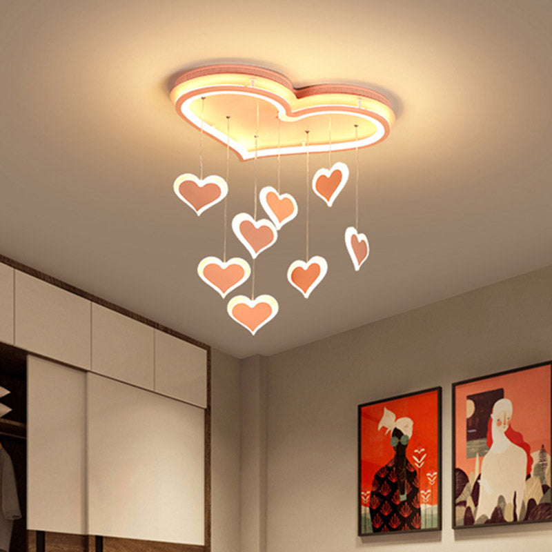 Waterfall Loving Heart Iron Ceiling Lamp Macaron Pink 21