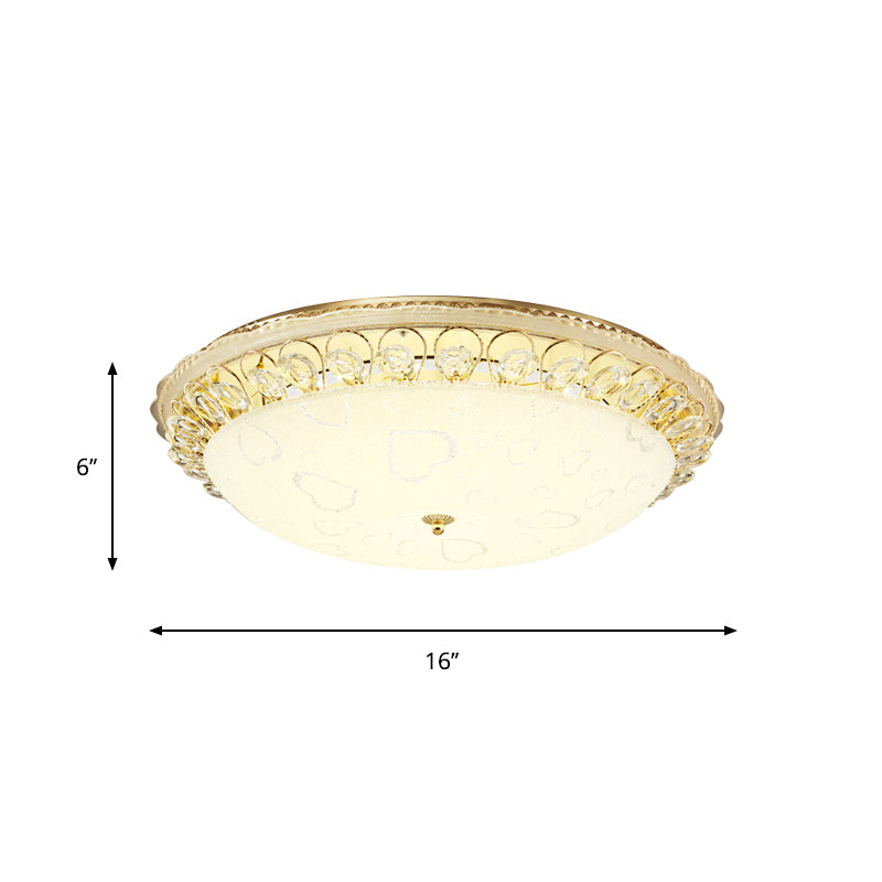 Frosted Glass Gold Ceiling Mounted Lamp Domed 16