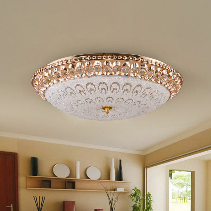 Gold Domed Flush Mount Lighting Modern Crystal Glass LED Bedroom Ceiling Flush, 16