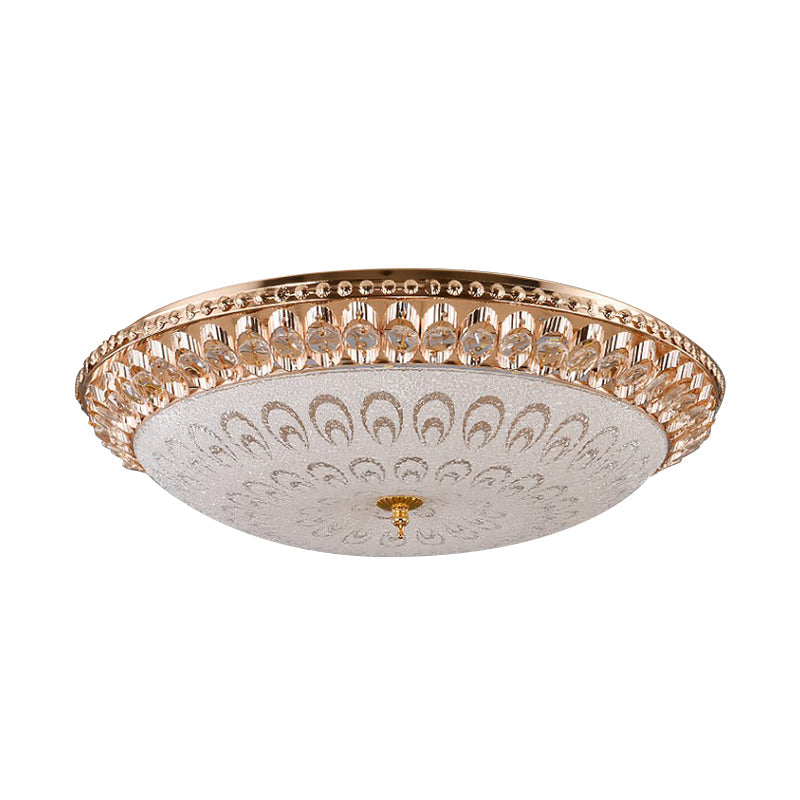 Gold Domed Flush Mount Lighting Modern Crystal Glass LED Bedroom Ceiling Flush, 16