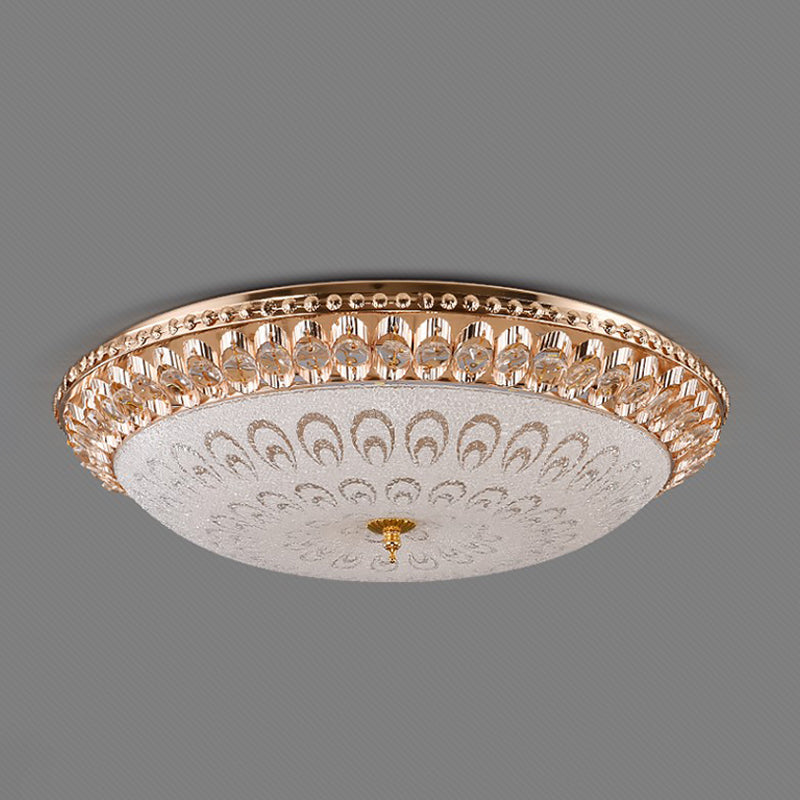 Gold Domed Flush Mount Lighting Modern Crystal Glass LED Bedroom Ceiling Flush, 16