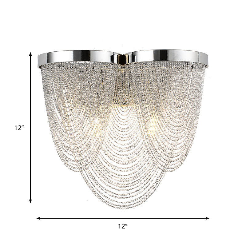 Tassels Living Room Sconce Lighting Metal 2-Light Contemporary LED Wall Lamp Fixture in Silver Clearhalo 'Cast Iron' 'Glass' 'Industrial' 'Modern wall lights' 'Modern' 'Tiffany' 'Traditional wall lights' 'Wall Lamps & Sconces' 'Wall Lights' Lighting' 759630