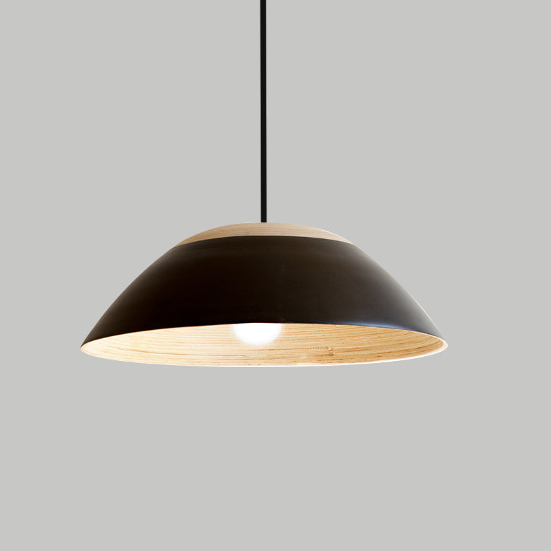 1 Bulb Restaurant Drop Pendant Light Modernist White/Black Ceiling Hang Fixture with Dome Metal Shade Clearhalo 'Ceiling Lights' 'Modern Pendants' 'Modern' 'Pendant Lights' 'Pendants' Lighting' 759661