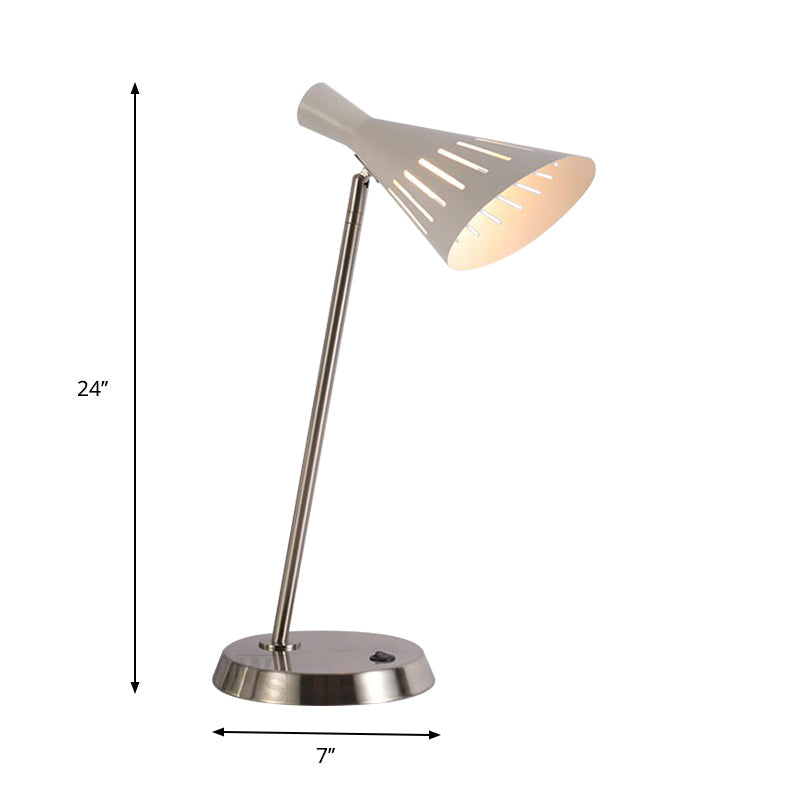 Horn Shape Cutouts Rotatable Table Light Modern Style Iron Single Bedroom Night Stand Lamp in White Clearhalo 'Lamps' 'Table Lamps' Lighting' 759944