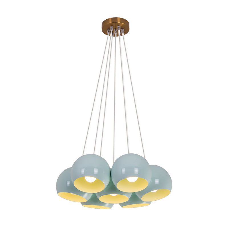 Blue Dome Multi Hanging Light Macaron 7 Heads Iron Ceiling Pendant Lamp for Living Room Clearhalo 'Ceiling Lights' 'Modern Pendants' 'Modern' 'Pendant Lights' 'Pendants' Lighting' 759970