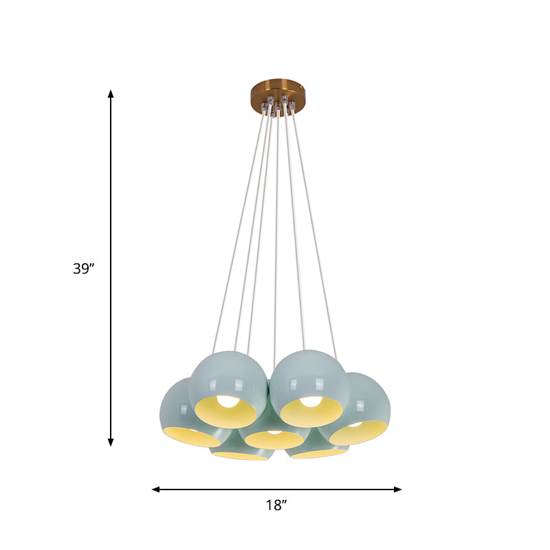 Blue Dome Multi Hanging Light Macaron 7 Heads Iron Ceiling Pendant Lamp for Living Room Clearhalo 'Ceiling Lights' 'Modern Pendants' 'Modern' 'Pendant Lights' 'Pendants' Lighting' 759972