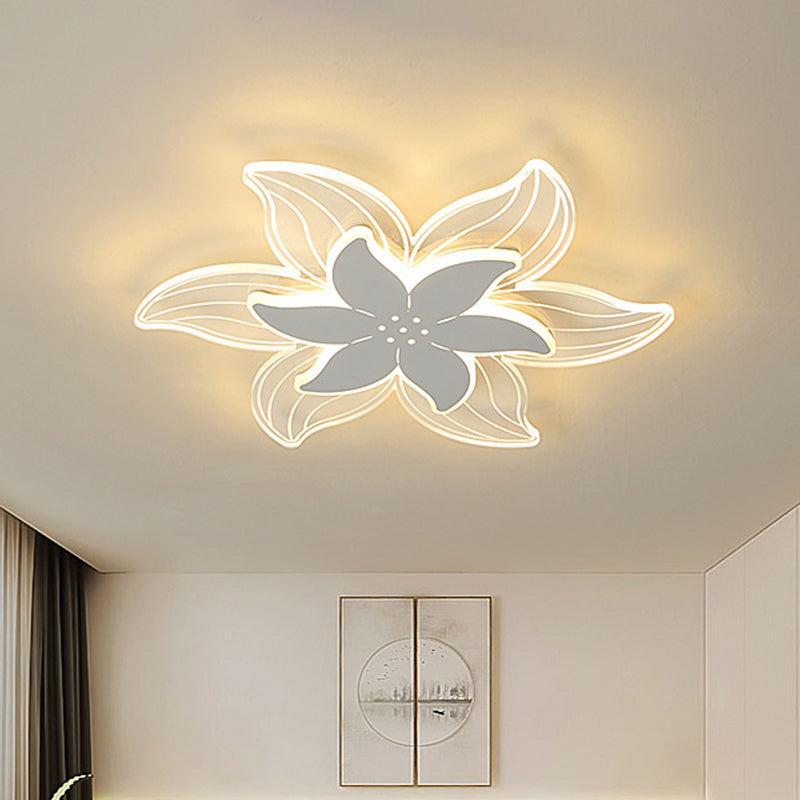 Ultrathin 2-Tier Petal Acrylic Flushmount Minimalist White LED Ceiling Flush Mount Light for Bedroom White Clearhalo 'Ceiling Lights' 'Close To Ceiling Lights' 'Close to ceiling' 'Flush mount' Lighting' 760328