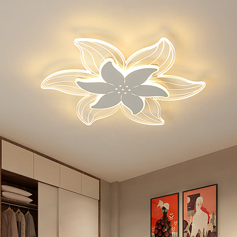 Ultrathin 2-Tier Petal Acrylic Flushmount Minimalist White LED Ceiling Flush Mount Light for Bedroom Clearhalo 'Ceiling Lights' 'Close To Ceiling Lights' 'Close to ceiling' 'Flush mount' Lighting' 760329