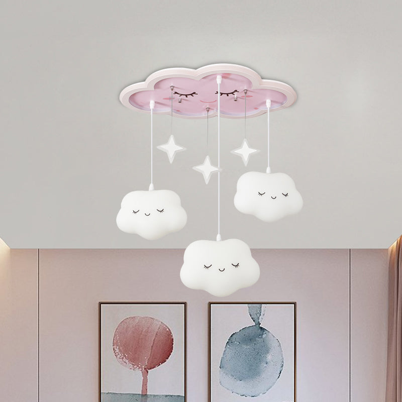 Kids Sweet Dream Cloud Ceiling Lighting Acrylic Children Bedroom LED Flush Mounted Light with Draping in White White Clearhalo 'Ceiling Lights' 'Close To Ceiling Lights' 'Close to ceiling' 'Flush mount' Lighting' 760422