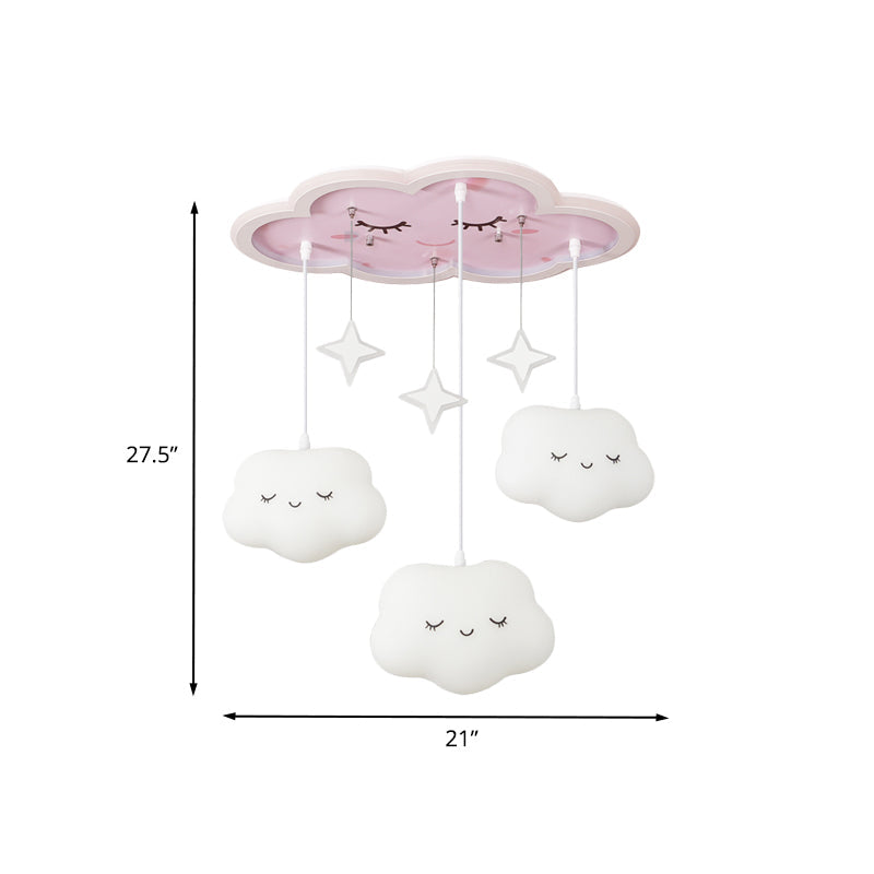 Kids Sweet Dream Cloud Ceiling Lighting Acrylic Children Bedroom LED Flush Mounted Light with Draping in White Clearhalo 'Ceiling Lights' 'Close To Ceiling Lights' 'Close to ceiling' 'Flush mount' Lighting' 760425