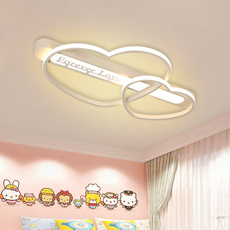 Arrow Through Love Bedroom Flush Mount Acrylic Macaron Romantic LED Flush Mount Ceiling Light Fixture in Pink/White/Gold White Clearhalo 'Ceiling Lights' 'Close To Ceiling Lights' 'Close to ceiling' 'Flush mount' Lighting' 760460